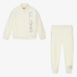Guess Girls Ivory Velour Tracksuit Discount