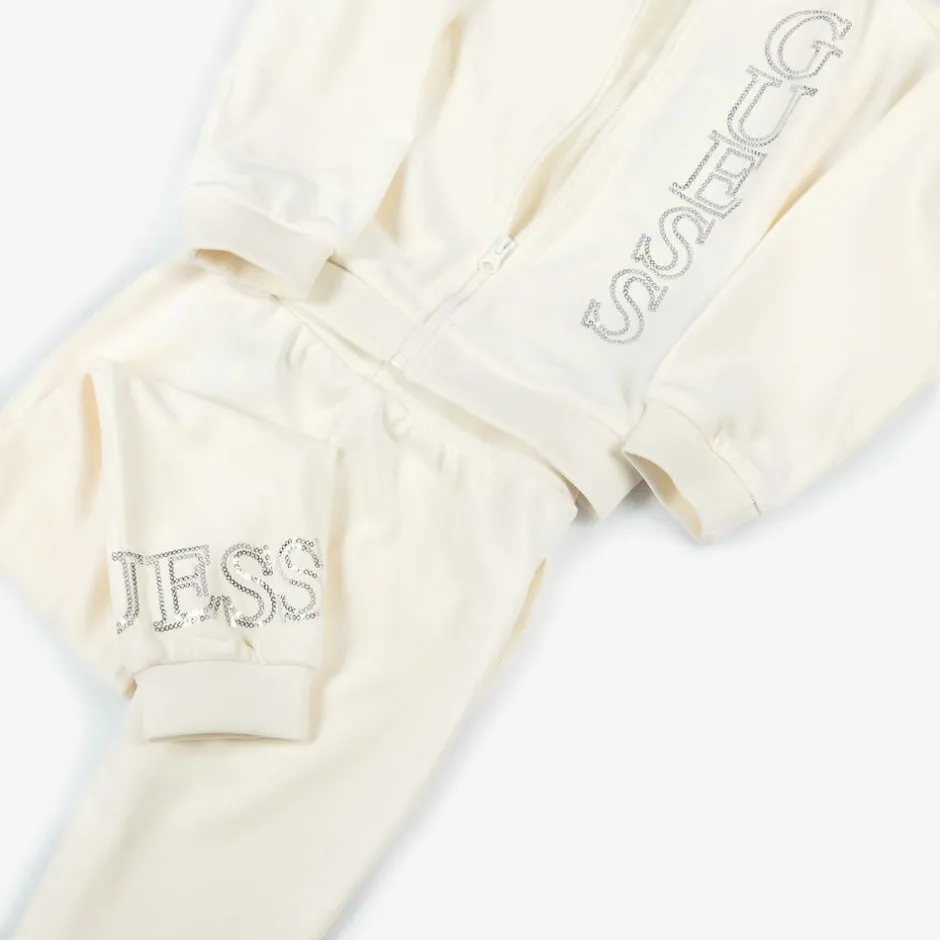 Guess Girls Ivory Velour Tracksuit Discount