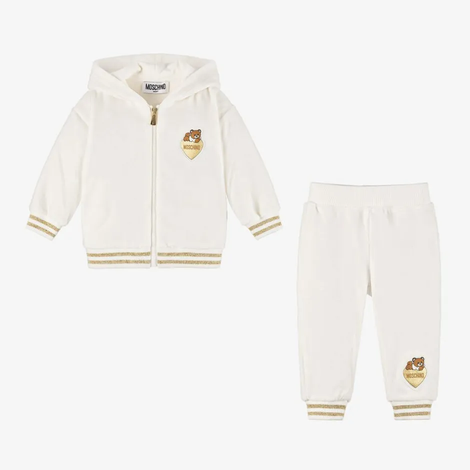 Moschino Baby Girls Ivory Velour Tracksuit Best
