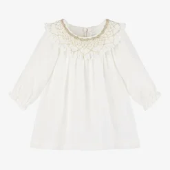 Tartine et Chocolat Girls Ivory Viscose Crêpe Dress
