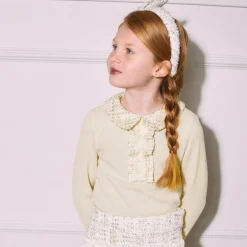 Patachou Girls Ivory Viscose Tweed Collar Sweater Best