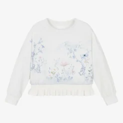 Lapin House Girls Ivory Woodland Print Cotton Sweatshirt Sale