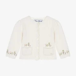 Tartine et Chocolat Girls Ivory Wool & Cashmere Knit Cardigan Online