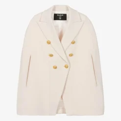 Balmain Girls Ivory Wool & Cashmere Cape Outlet