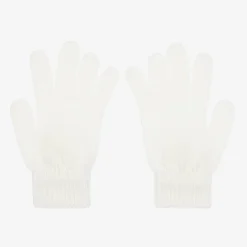 Catya Girls Ivory Wool Knit Pom-Pom Gloves Discount