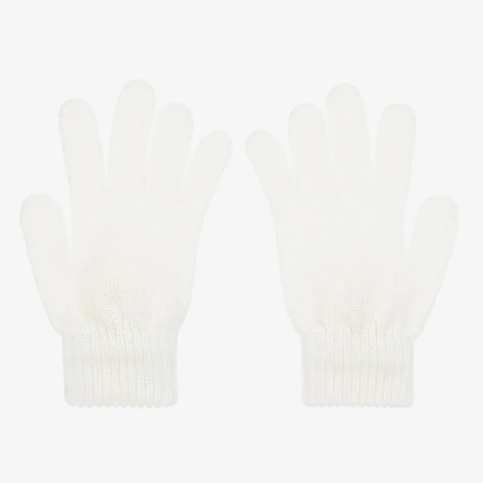 Catya Girls Ivory Wool Knit Pom-Pom Gloves Discount