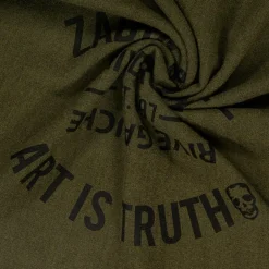 Zadigamp;Voltaire Girls Khaki Green Viscose Insignia Scarf (174cm) New