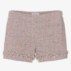 Il Gufo Girls Lilac Purple Wool Tweed Shorts Online