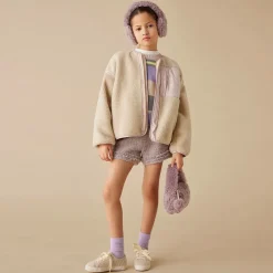 Il Gufo Girls Lilac Purple Wool Tweed Shorts Online