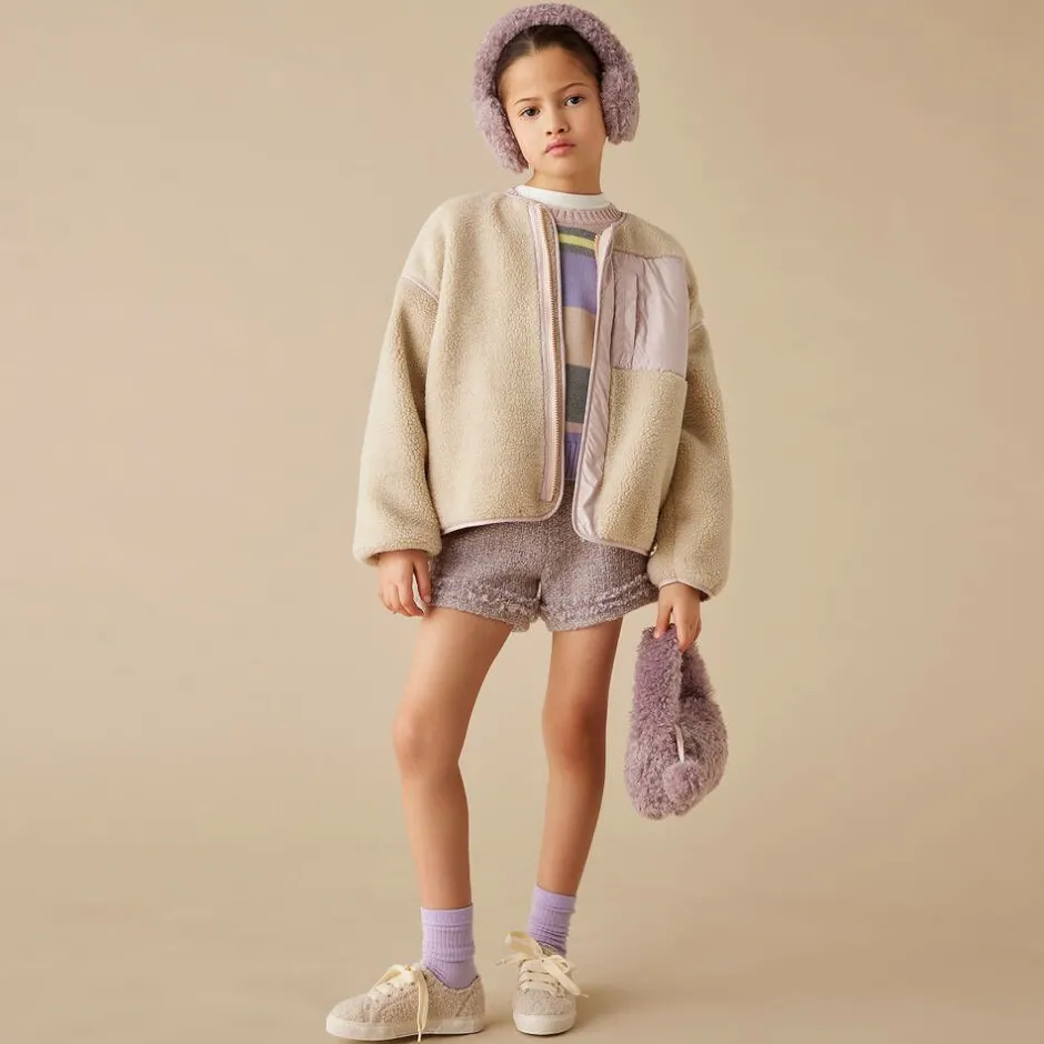 Il Gufo Girls Lilac Purple Wool Tweed Shorts Online