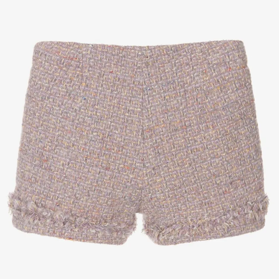 Il Gufo Girls Lilac Purple Wool Tweed Shorts Online