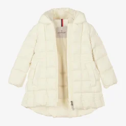Moncler Enfant Girls Long Ivory Arina Puffer Parka Coat Sale