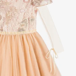 EIRENE Girls Long Pink Sequinned Tulle Dress Clearance