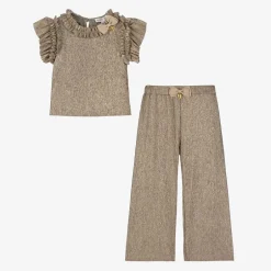 Angels Face Girls Metallic Jersey Trouser Set Gold Hot