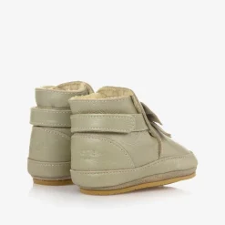 Donsje Girls Metallic Gold Leather Bow Pre-Walkers Champagne New