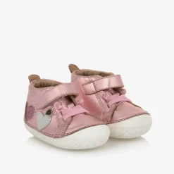 Old Soles Girls Metallic Pink Leather First Walkers