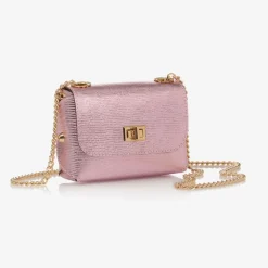 Zaccone Girls Metallic Pink Shoulder Bag (14cm) New