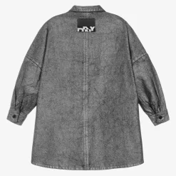 DKNY Girls Metallic Silver Denim Dress New