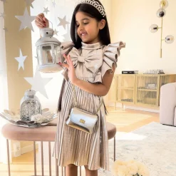 Zaccone Girls Metallic Silver Leather Bag (12cm)