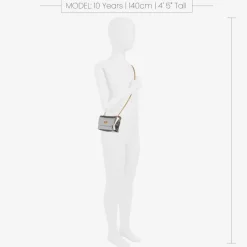 Zaccone Girls Metallic Silver Leather Bag (12cm)