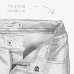 NAME IT Girls Metallic Silver Straight-Leg Jeans Sale