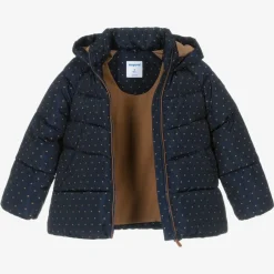 Mayoral Girls Navy Blue & Beige Puffer Jacket Online
