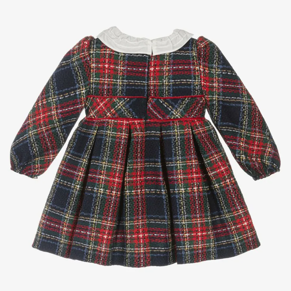 Mayoral Girls Navy Blue & Red Check Dress Online
