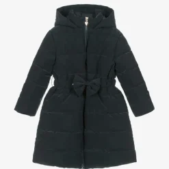 Caramelo Kids Girls Navy Blue Bow Puffer Coat Best
