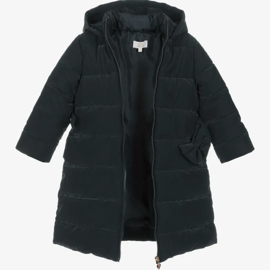 Caramelo Kids Girls Navy Blue Bow Puffer Coat Best