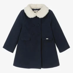 Pureté Du... Bébé Girls Navy Blue Collared Coat Discount