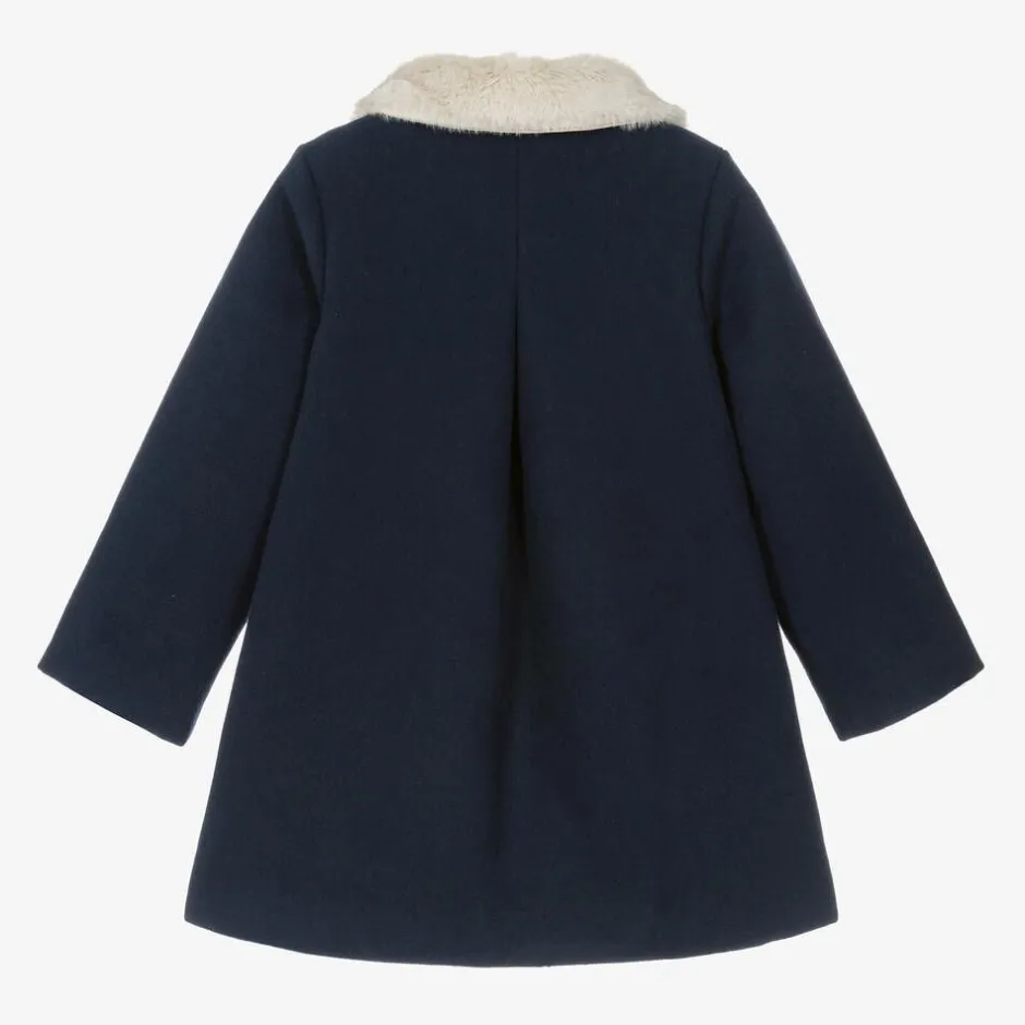 Pureté Du... Bébé Girls Navy Blue Collared Coat Discount