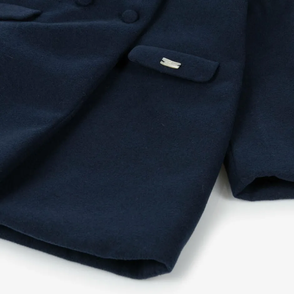 Pureté Du... Bébé Girls Navy Blue Collared Coat Discount