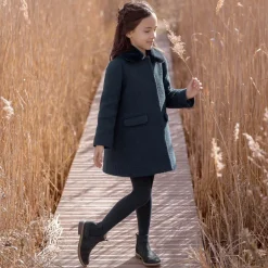 Tartine et Chocolat Girls Navy Blue Collared Coat Discount