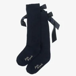 Pretty Originals Girls Navy Blue Cotton Bow Socks Outlet