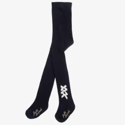Pretty Originals Girls Navy Blue Cotton Bow Tights Outlet
