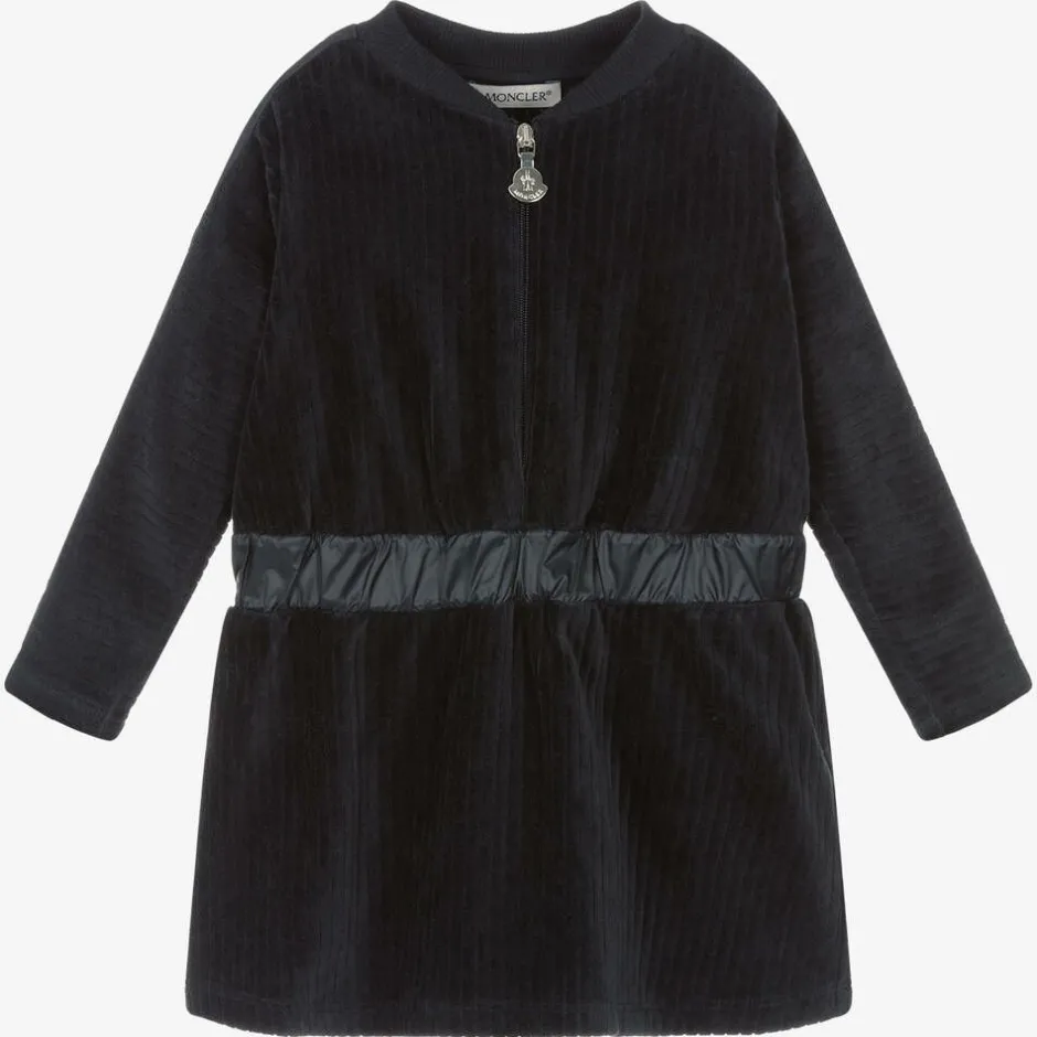 Moncler Enfant Girls Navy Blue Cotton Dress Best