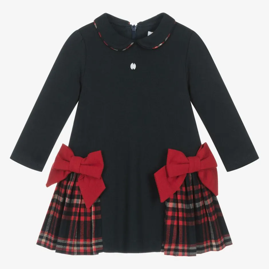 Patachou Girls Navy Blue Cotton Dress Outlet