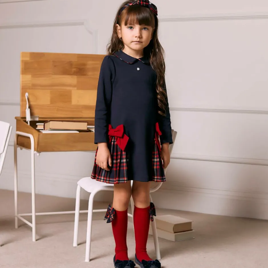 Patachou Girls Navy Blue Cotton Dress Outlet