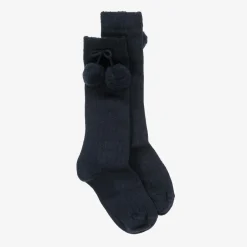 Carlomagno Girls Navy Blue Cotton Knee Length Socks Discount
