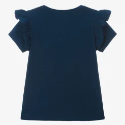 Guess Girls Navy Blue Cotton Rhinestone T-Shirt Best
