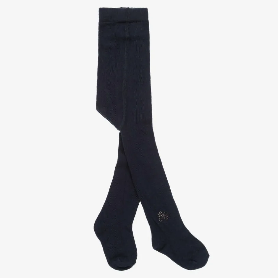 Tartine et Chocolat Girls Navy Blue Cotton Tights Discount