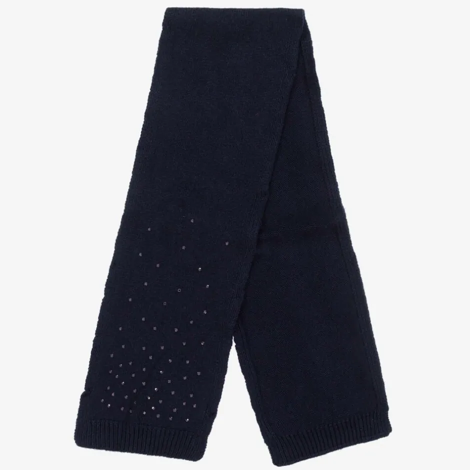 iDO Baby Girls Navy Blue Diamanté Knitted Scarf New