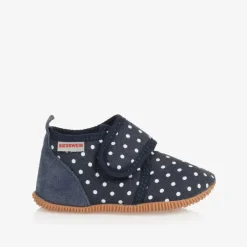 Giesswein Girls Navy Blue Dotted Velcro Slippers Clearance