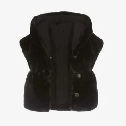 Lapin House Girls Navy Blue Faux Fur Hooded Gilet Clearance