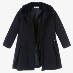Patachou Girls Navy Blue Felted Coat