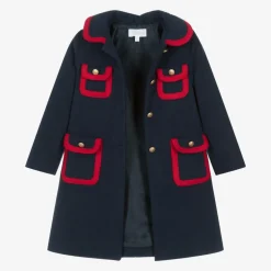 Patachou Girls Navy Blue Felted Coat Outlet