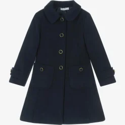 Patachou Girls Navy Blue Flannel Coat Best