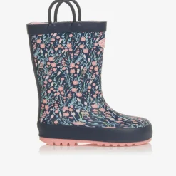 Chipmunks Girls Navy Blue Floral Rain Boots New