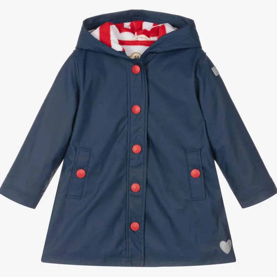 Hatley Girls Navy Blue Hooded Raincoat Outlet
