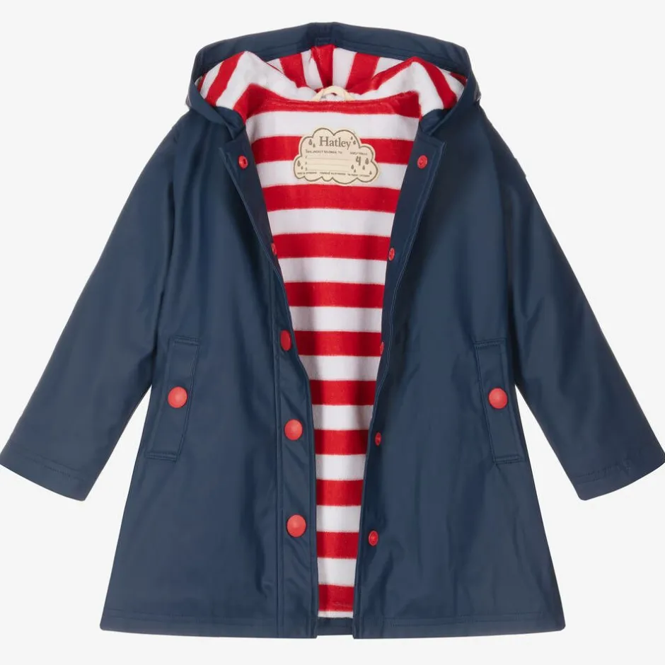 Hatley Girls Navy Blue Hooded Raincoat Outlet
